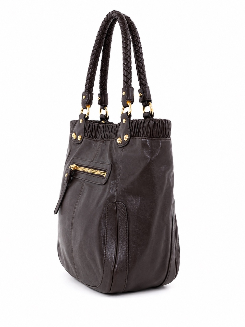 Stuart Weitzman Collection Glove Leather Tote Brown Woven Handles Vintage bag - Picture 6 of 16